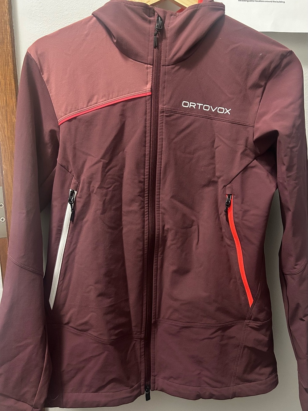 Ortovox Women's Burgundy Hooded softshell climbing  Jacket